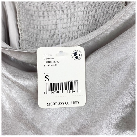 NWT Free People Cassandra Metallic Blouse in Pewter Size Small - Picture 12 of 14